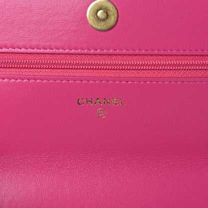 Chanel Wool Tweed Lambskin Quilted 19 Wallet On Chain WOC and Coin Purse Fuchsia 8 of 17