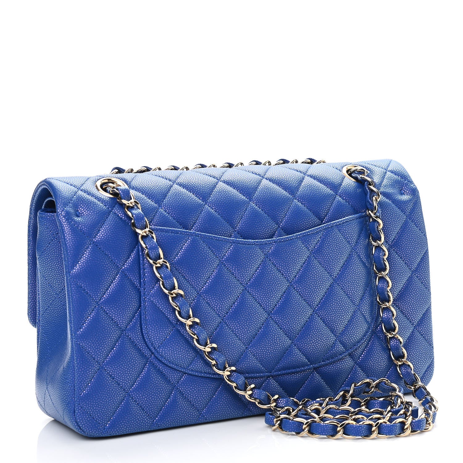 Chanel Iridescent Caviar Quilted Medium Double Flap Blue 3 of 11