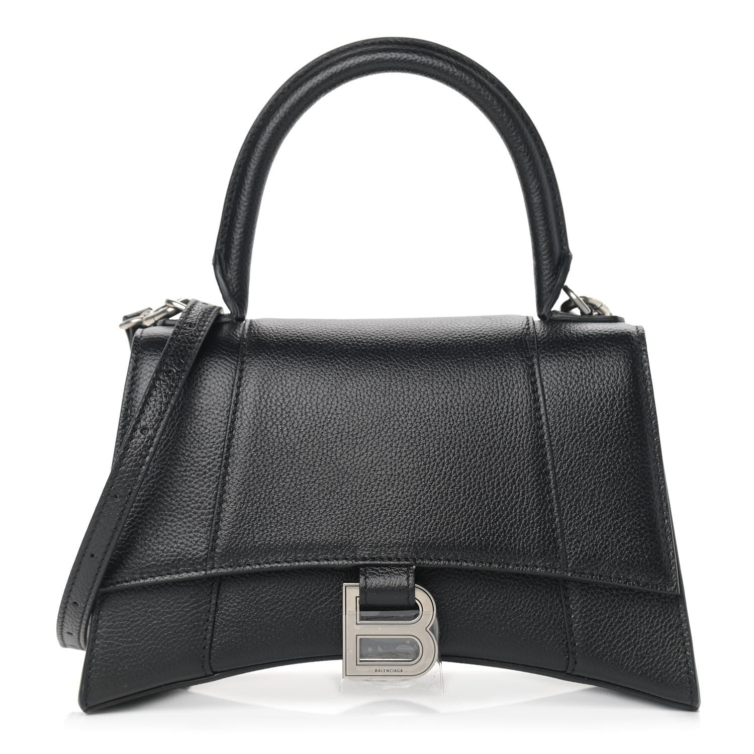 Balenciaga Grained Calfskin Small Hourglass Top Handle Bag Black 1 of 9
