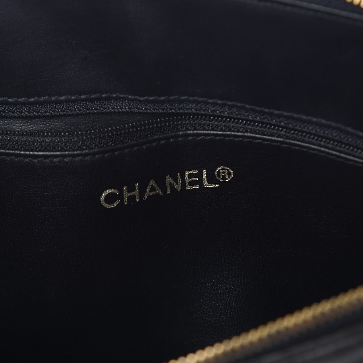 Lambskin Quilted Shopping Tote Black