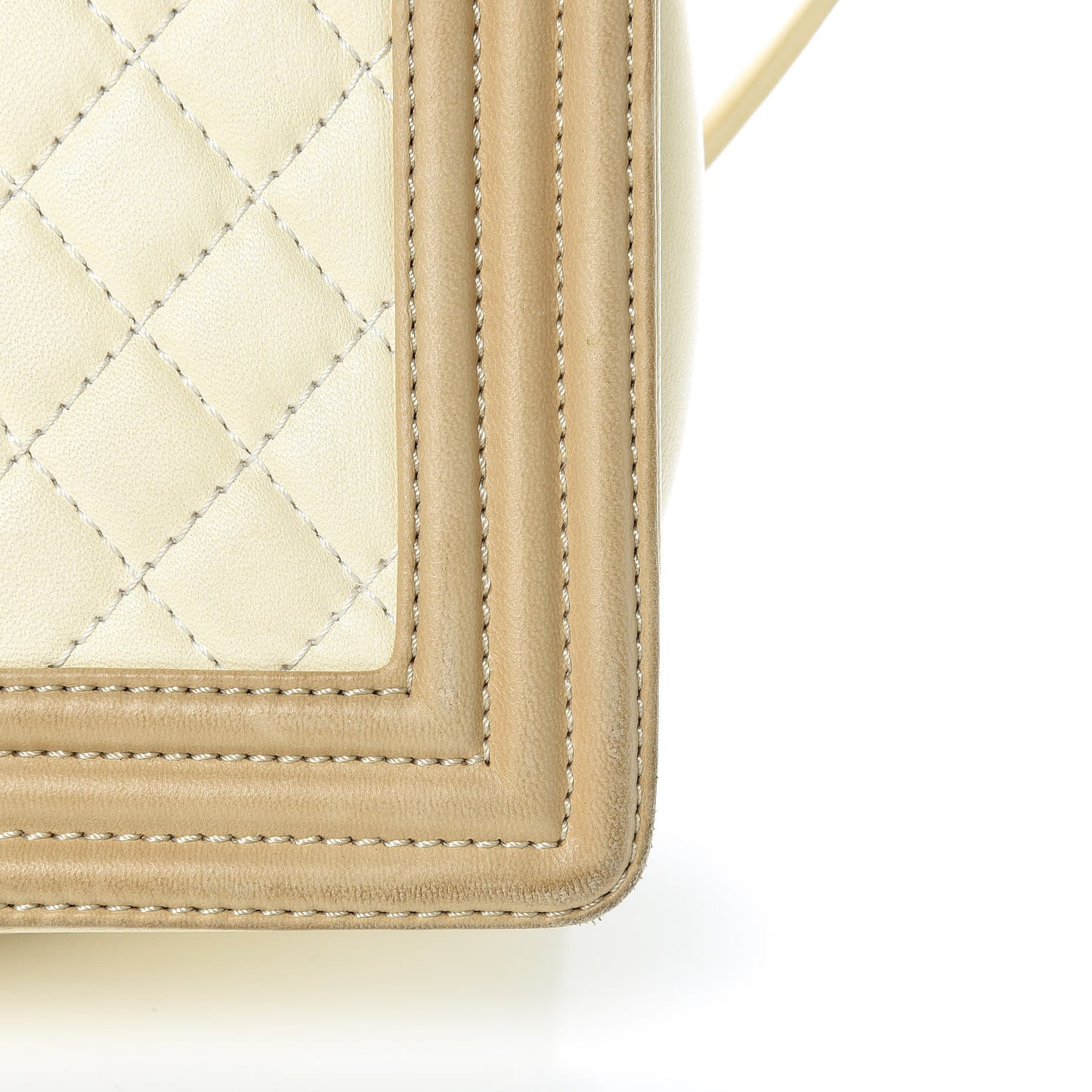 Lambskin Quilted Large Boy Flap Light Beige Dark Beige