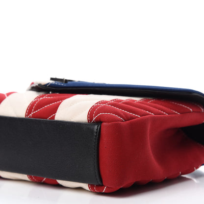Saint Laurent Canvas Matelasse Chevron American Flag Monogram Medium College Bag Red Blue 7 of 11