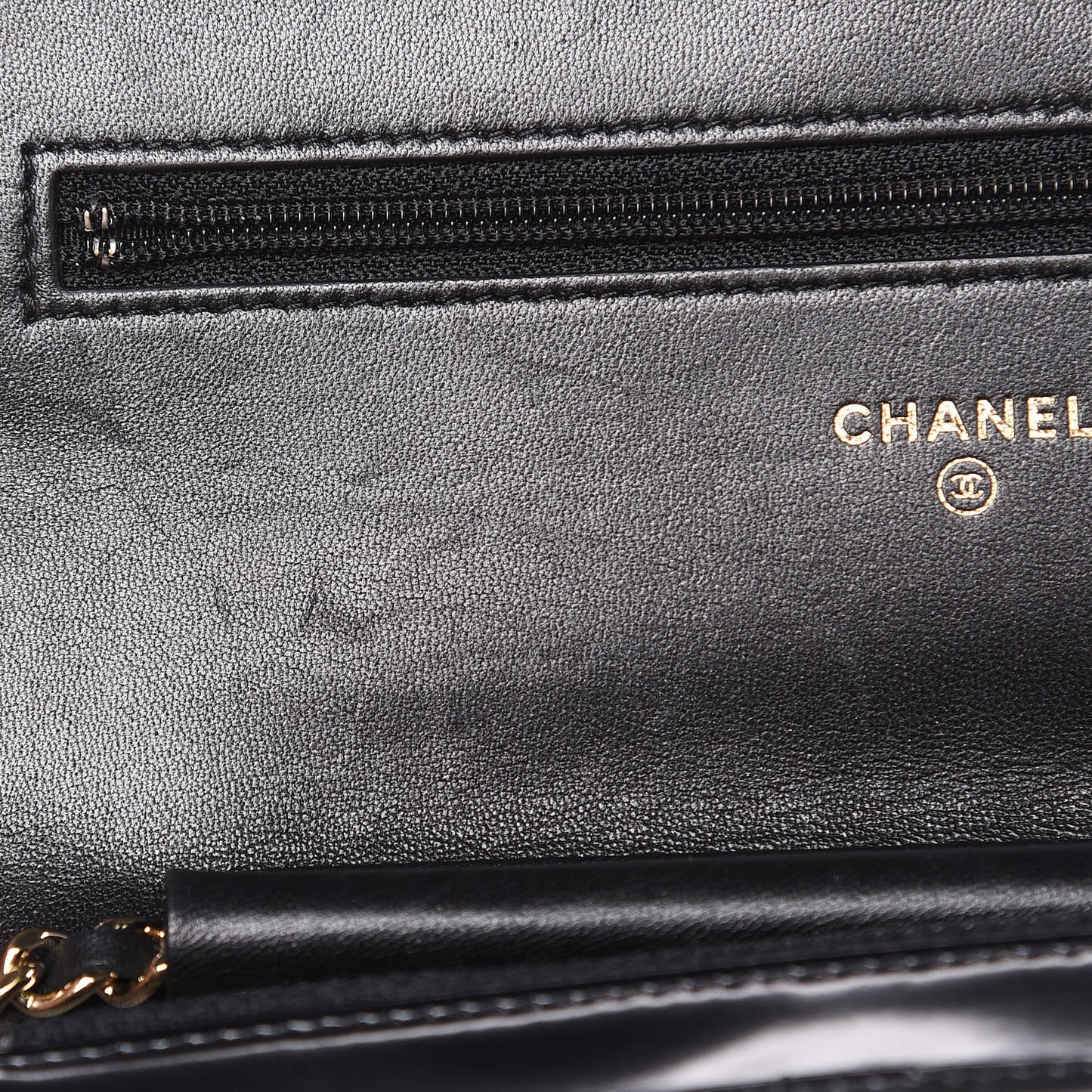Glazed Calfskin Quilted Boy Wallet On Chain WOC Black