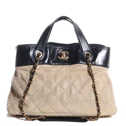 Chanel Calfskin In The Mix Shopping Tote Beige Black 1 of 8