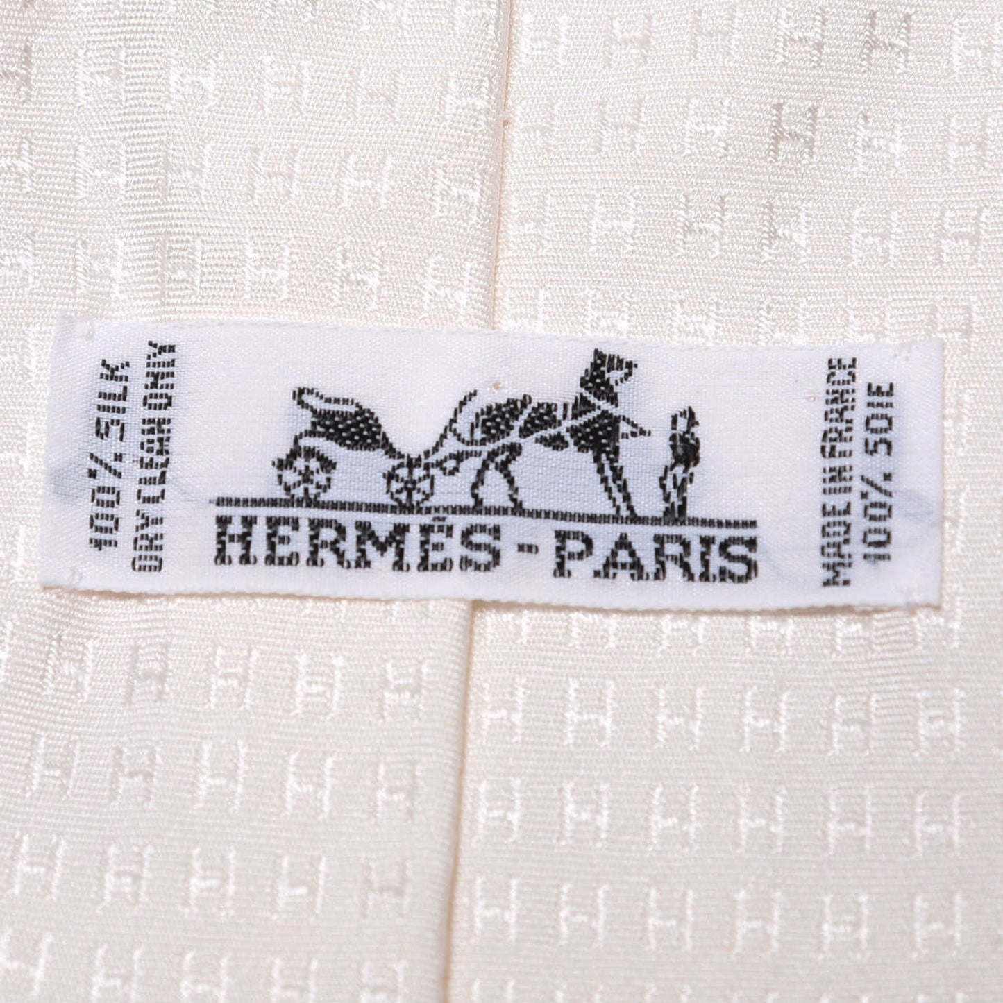 Mens Silk Printed Faconnee H Neck Tie White