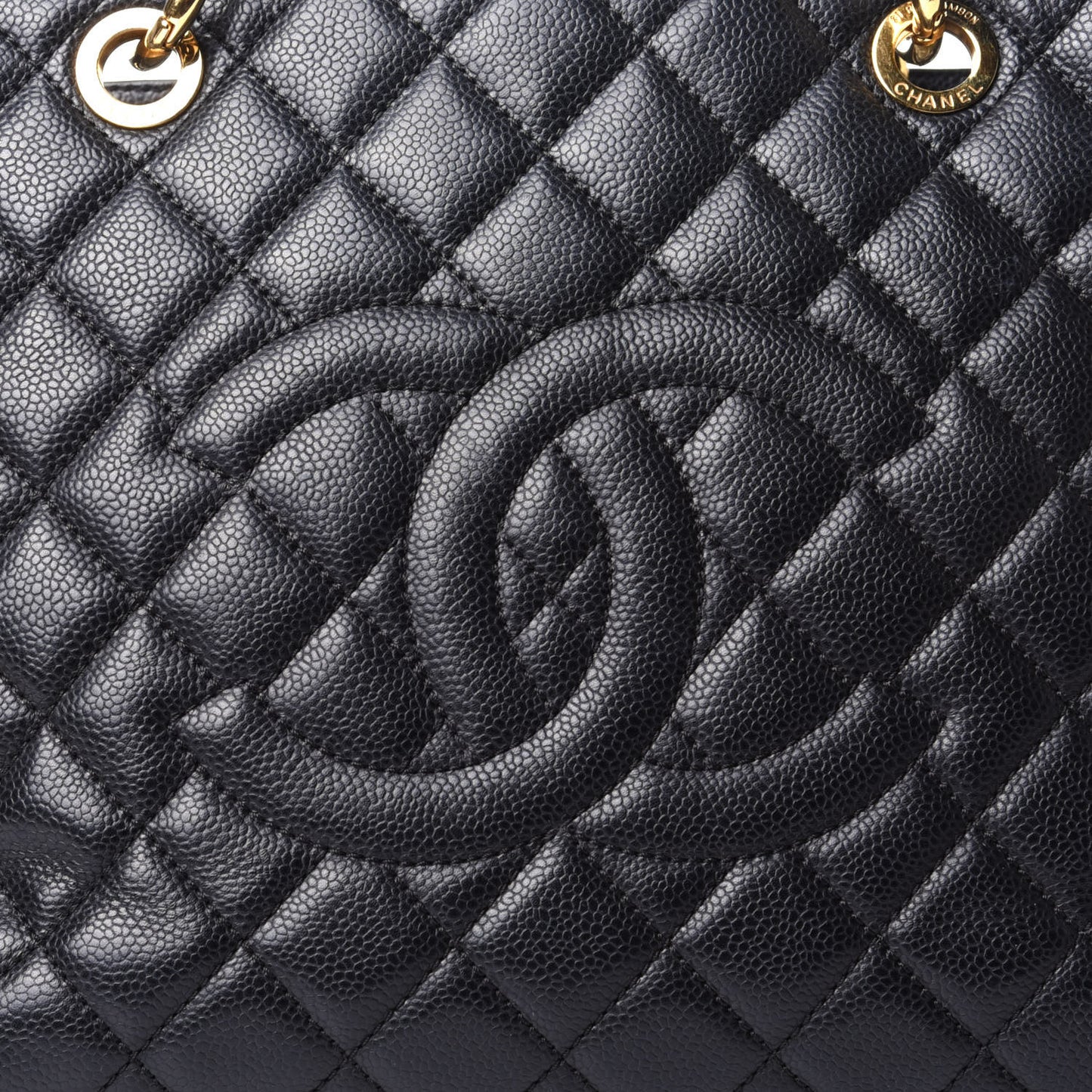 Caviar Quilted Grand Shopping Tote GST Black
