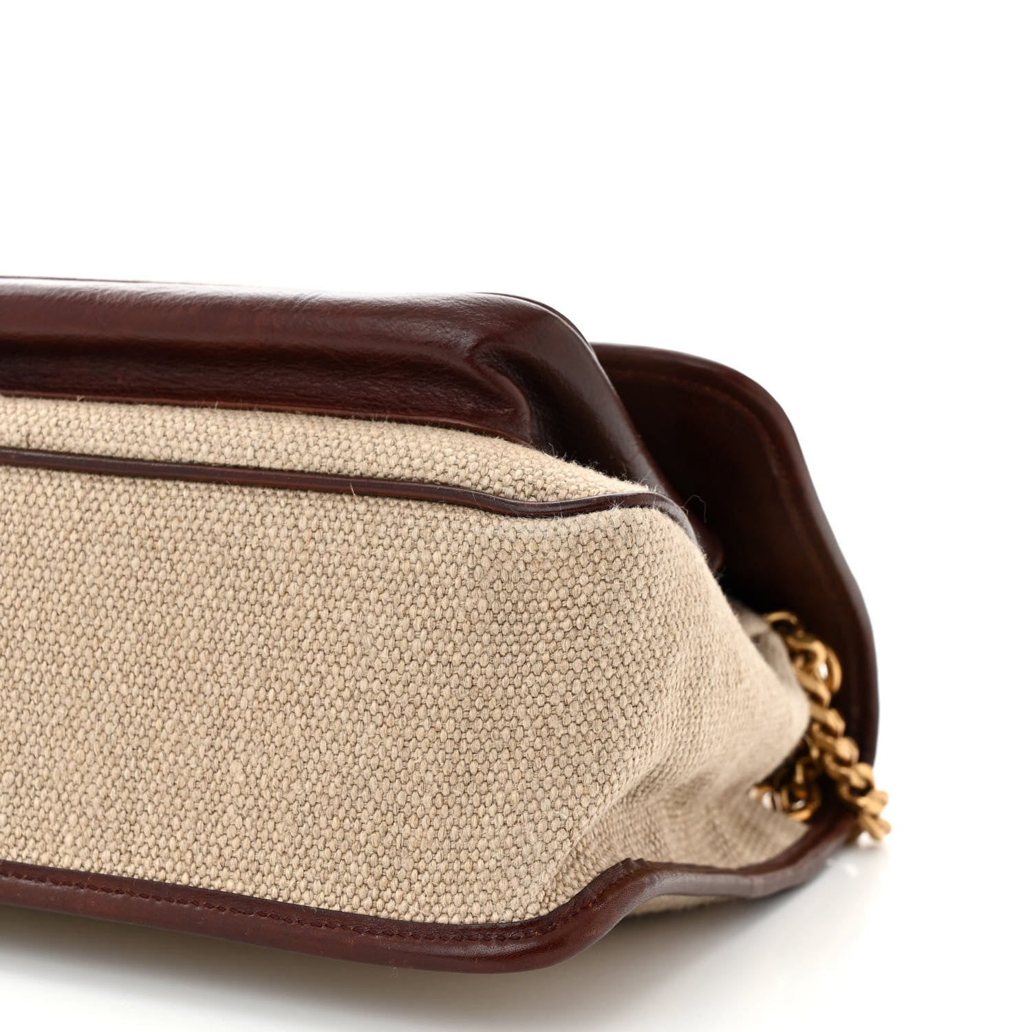 Saint Laurent Cotton Canvas Vintage Calfskin Monogram Medium Niki Chain Satchel Natural Chocolate 10 of 13