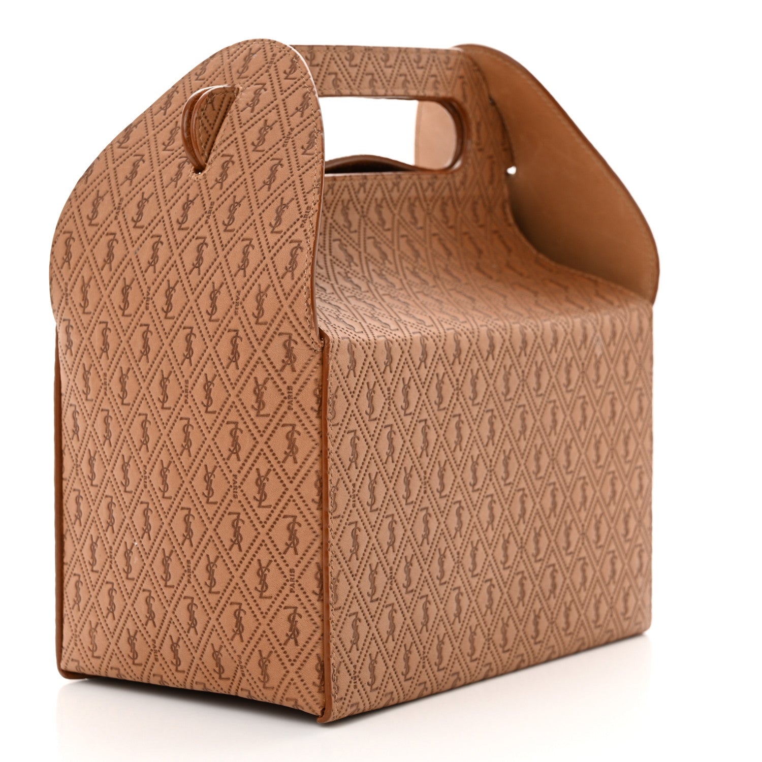 Saint Laurent Calfskin Monogram Take Away Box Dusty Vintage Brown Gold 3 of 14