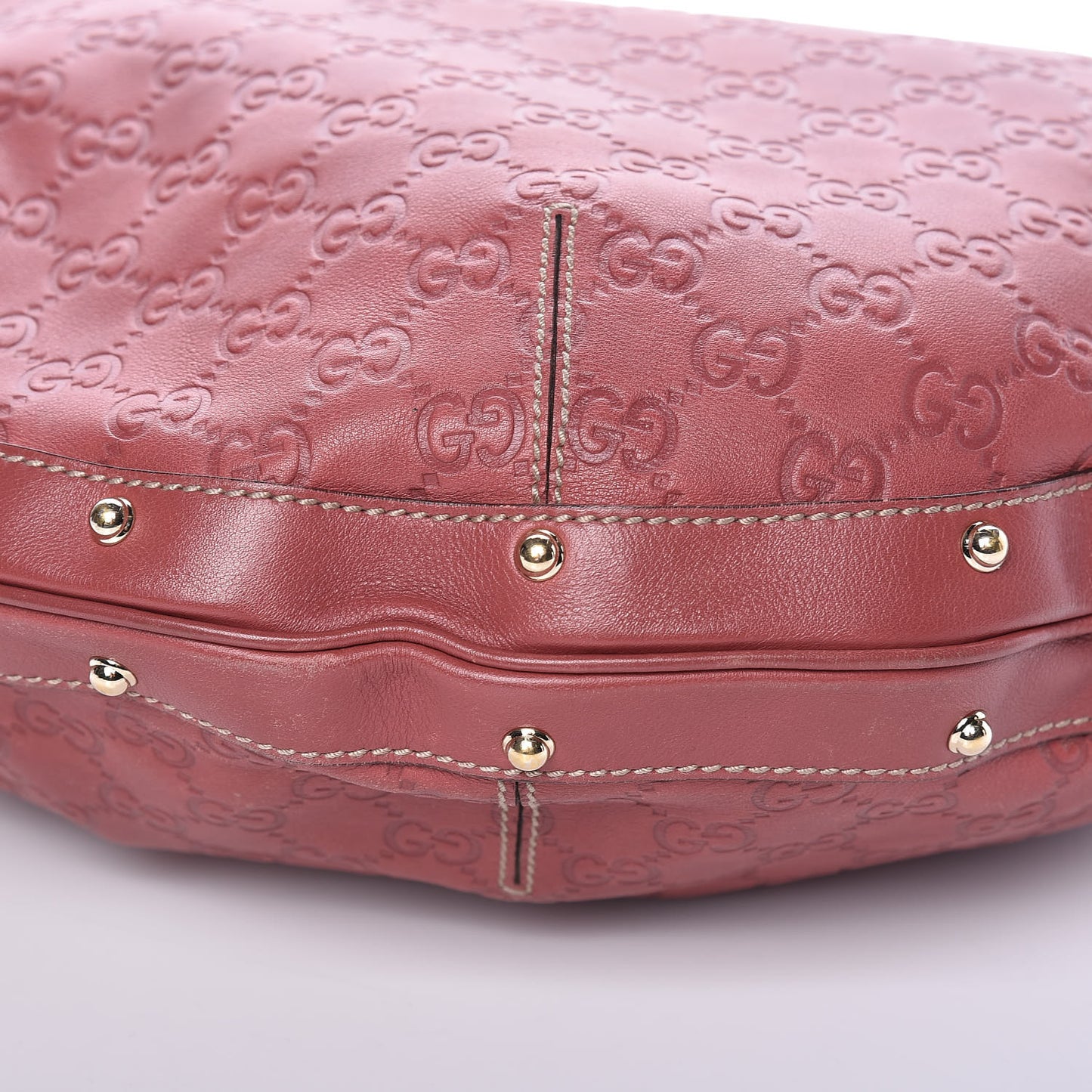 Guccissima Large Biba Studded Hobo Red