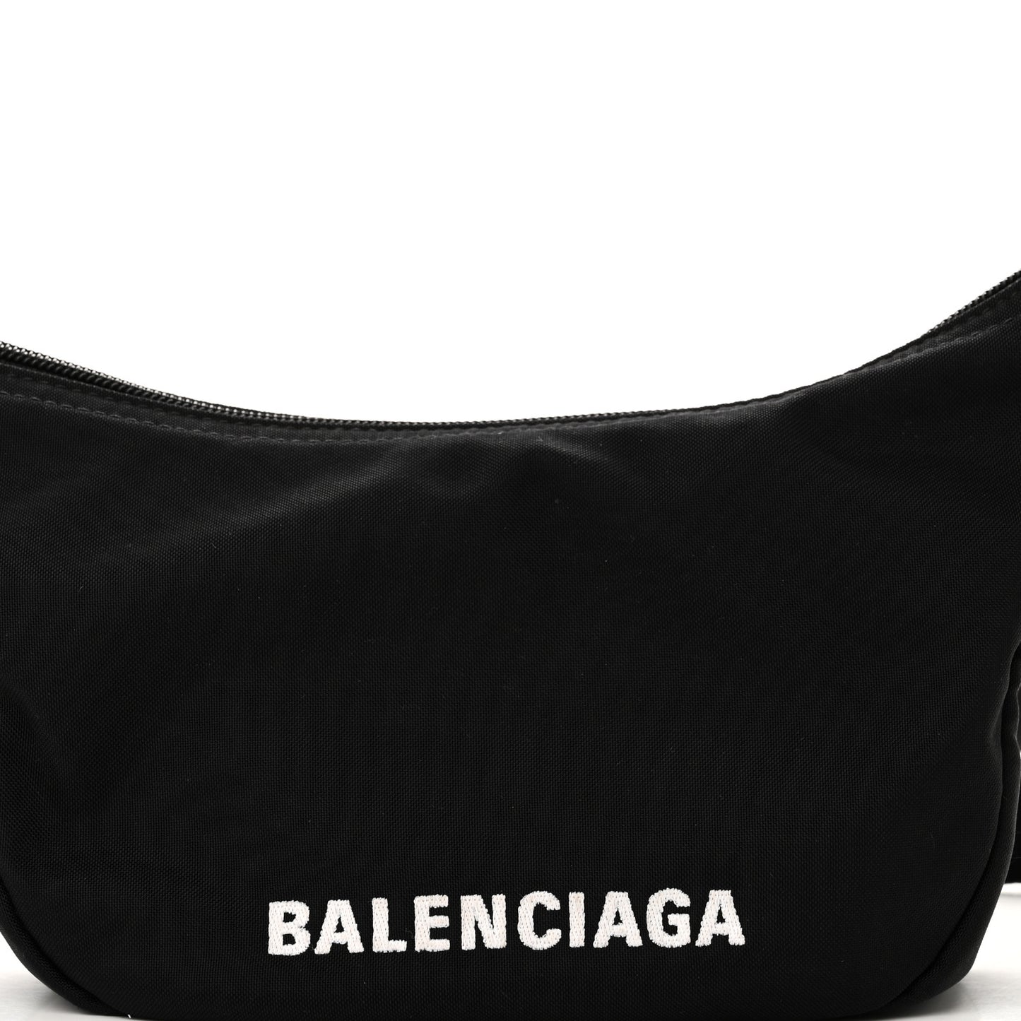 Recycled Sport Nylon Logo Embroidered Wheel Sling Bag Black White