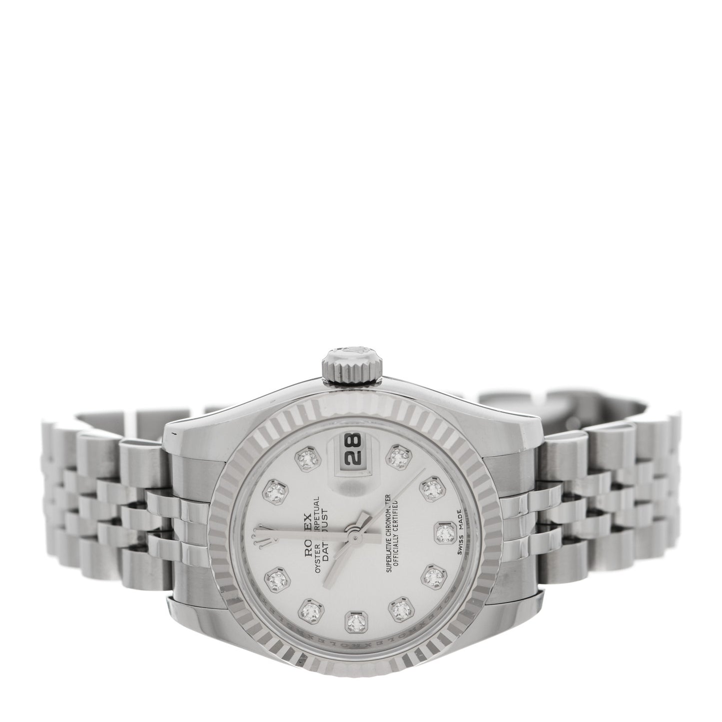 Stainless Steel 18K White Gold Diamond 26mm Oyster Perpetual Datejust Watch Silver 179174