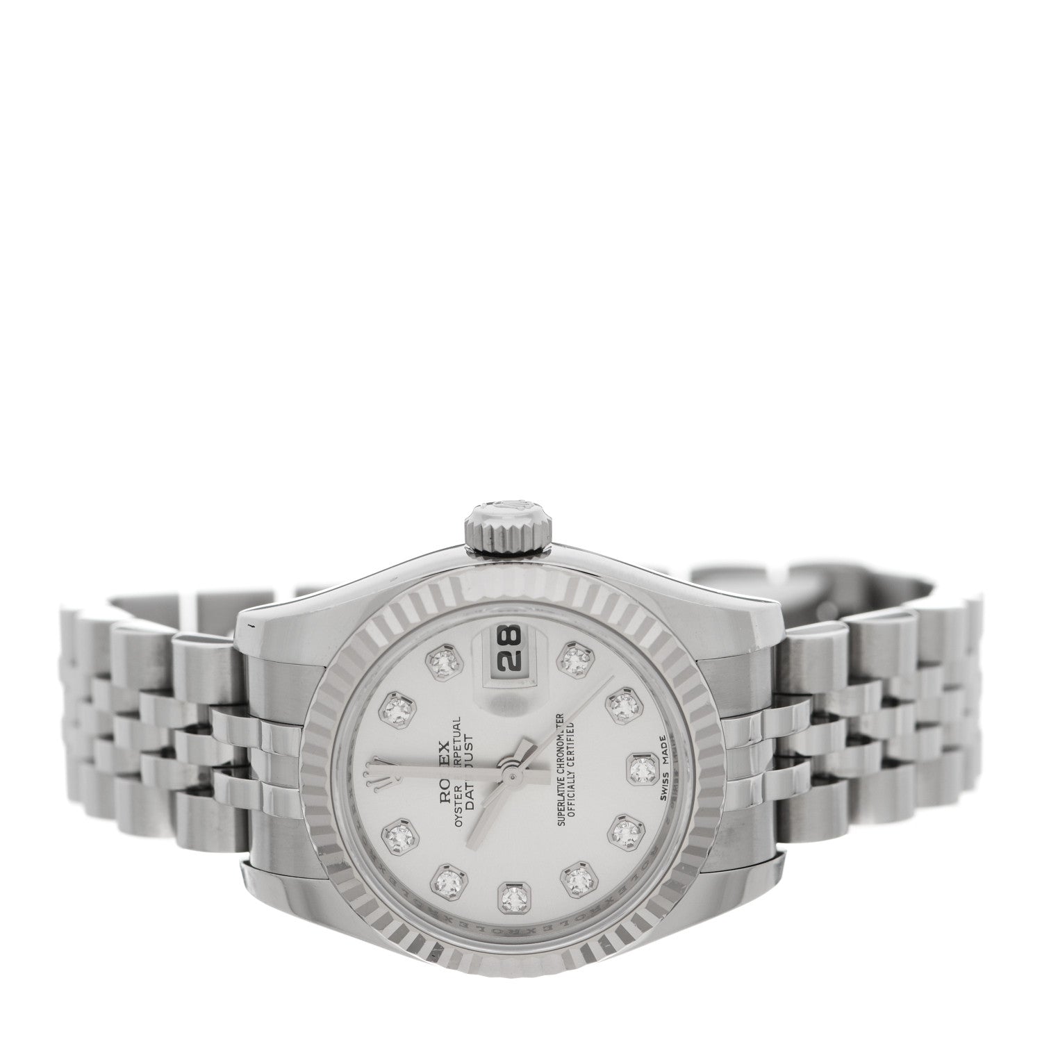 Rolex Stainless Steel 18K White Gold Diamond 26mm Oyster Perpetual Datejust Watch Silver 179174 2 of 4