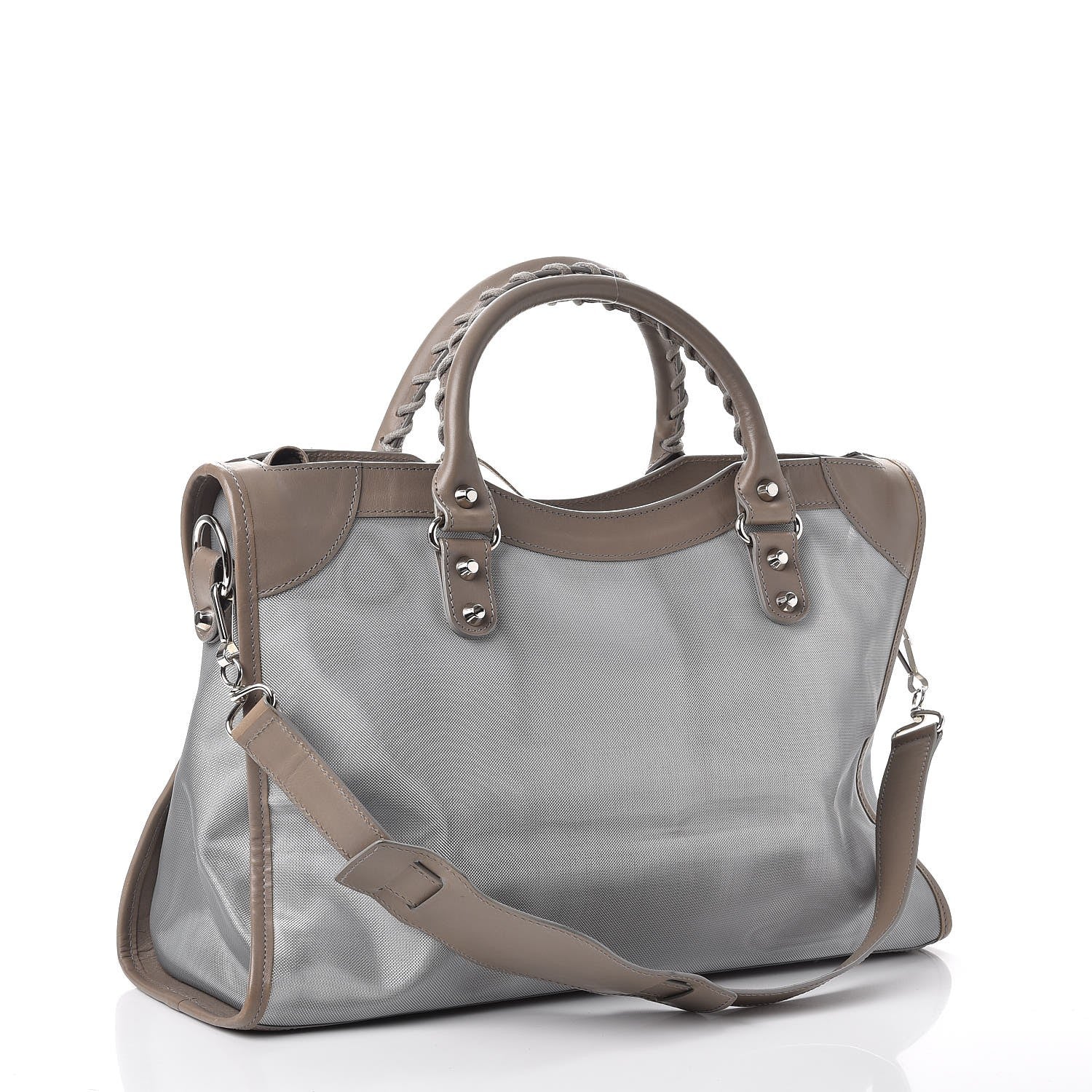 Balenciaga Technical Mesh Vegetable Calfskin Classic Silver Hardware City Gris Ardoise Gris Pyrite 3 of 16