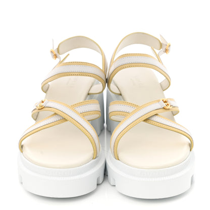 Gucci Nappa Platform Lug Sole Sandals 38.5 White Butter 2 of 9