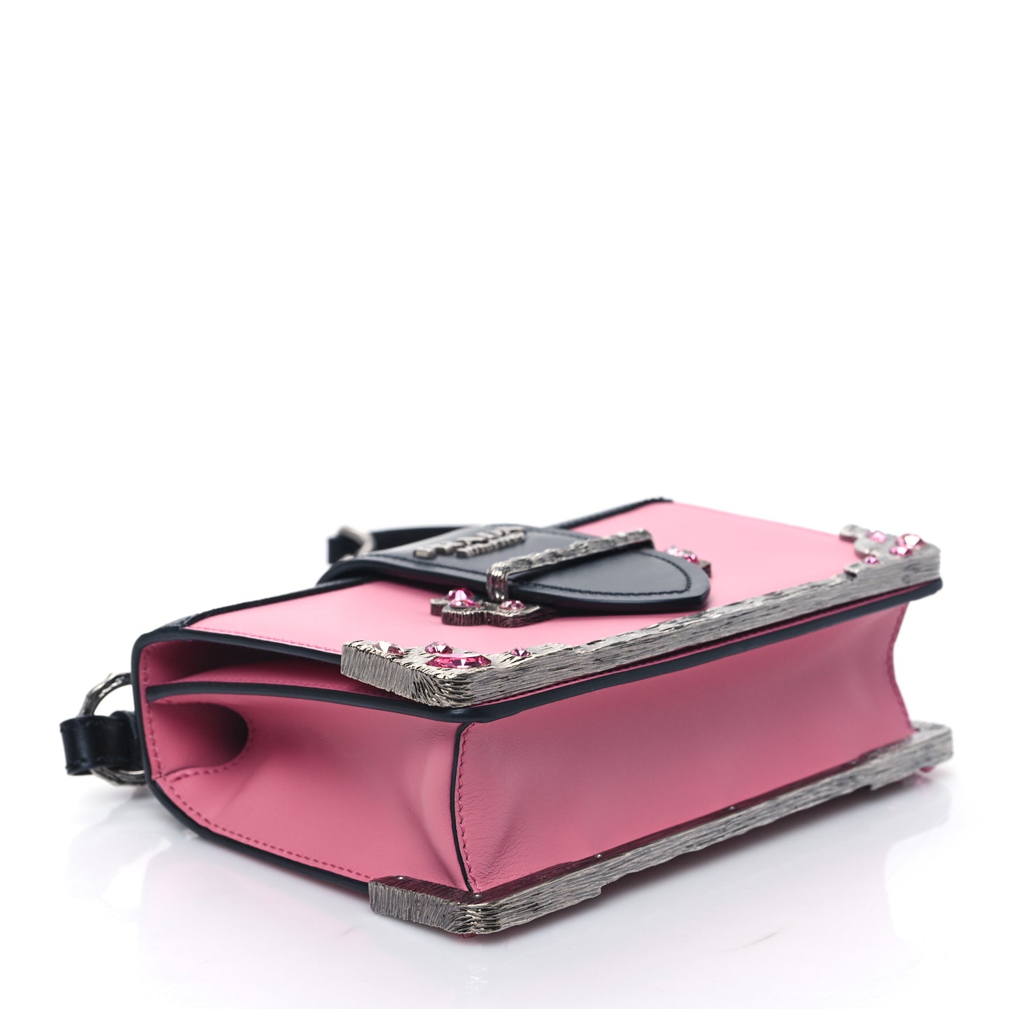 City Calfskin Saffiano Crystal Cahier Bag Begonia Black