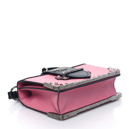 Prada City Calfskin Saffiano Crystal Cahier Bag Begonia Black 4 of 9