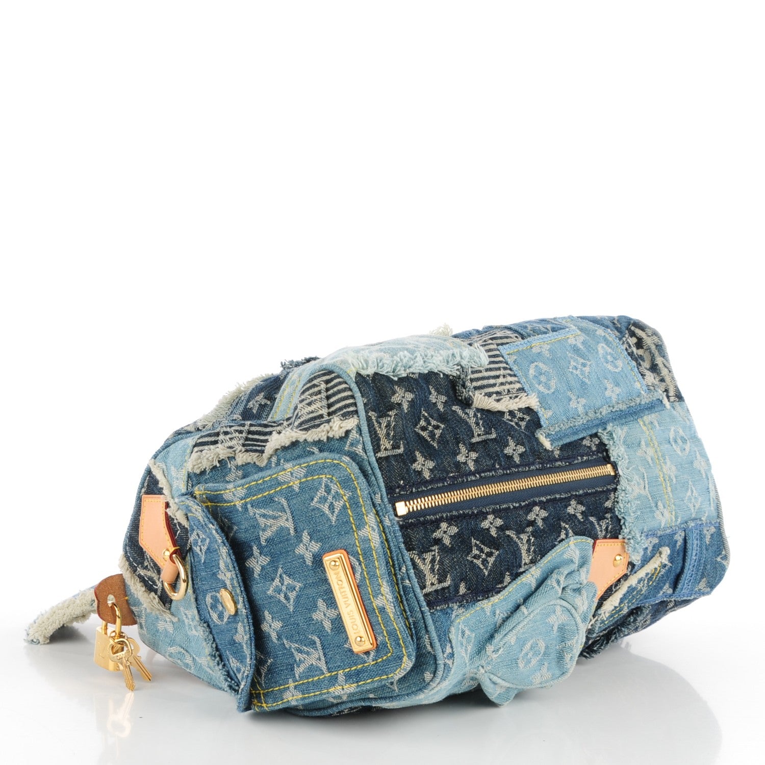 Louis Vuitton Denim Patchwork Speedy 30 Blue 4 of 7