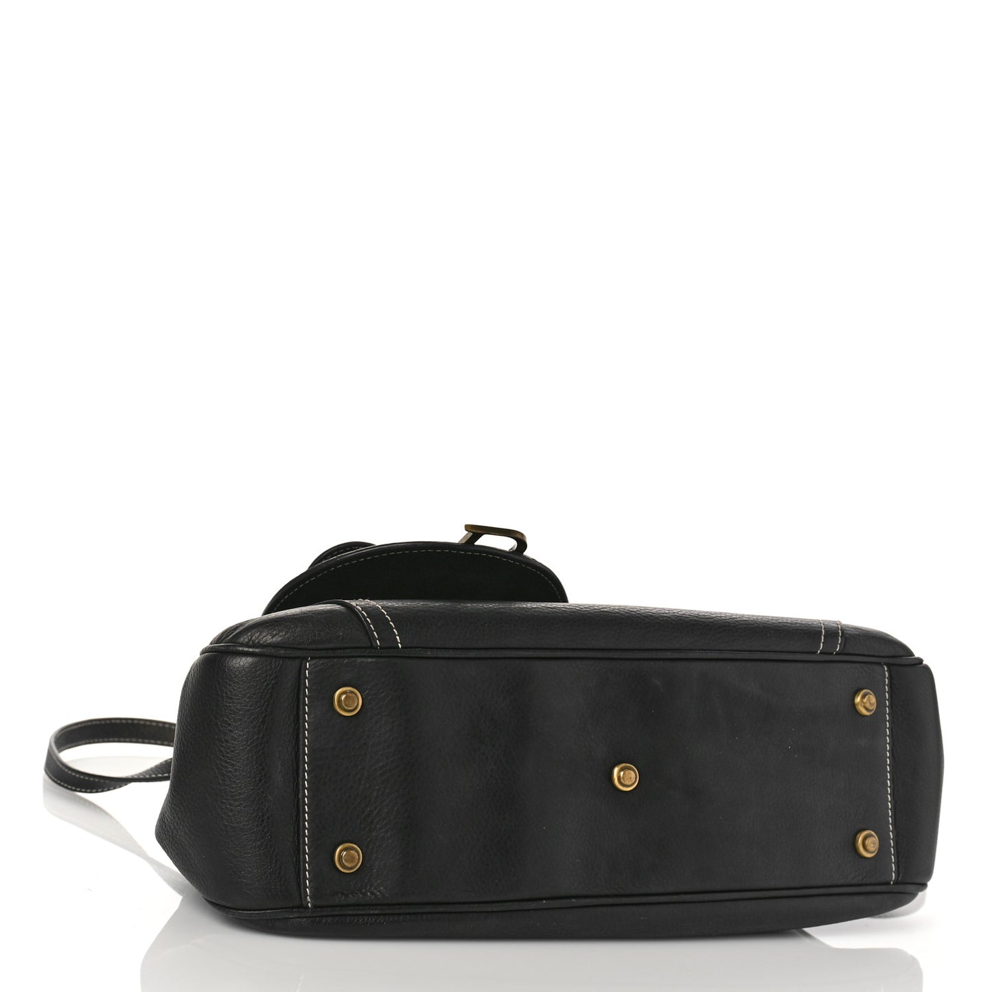 Calfskin Saddle Top Handle Satchel Black