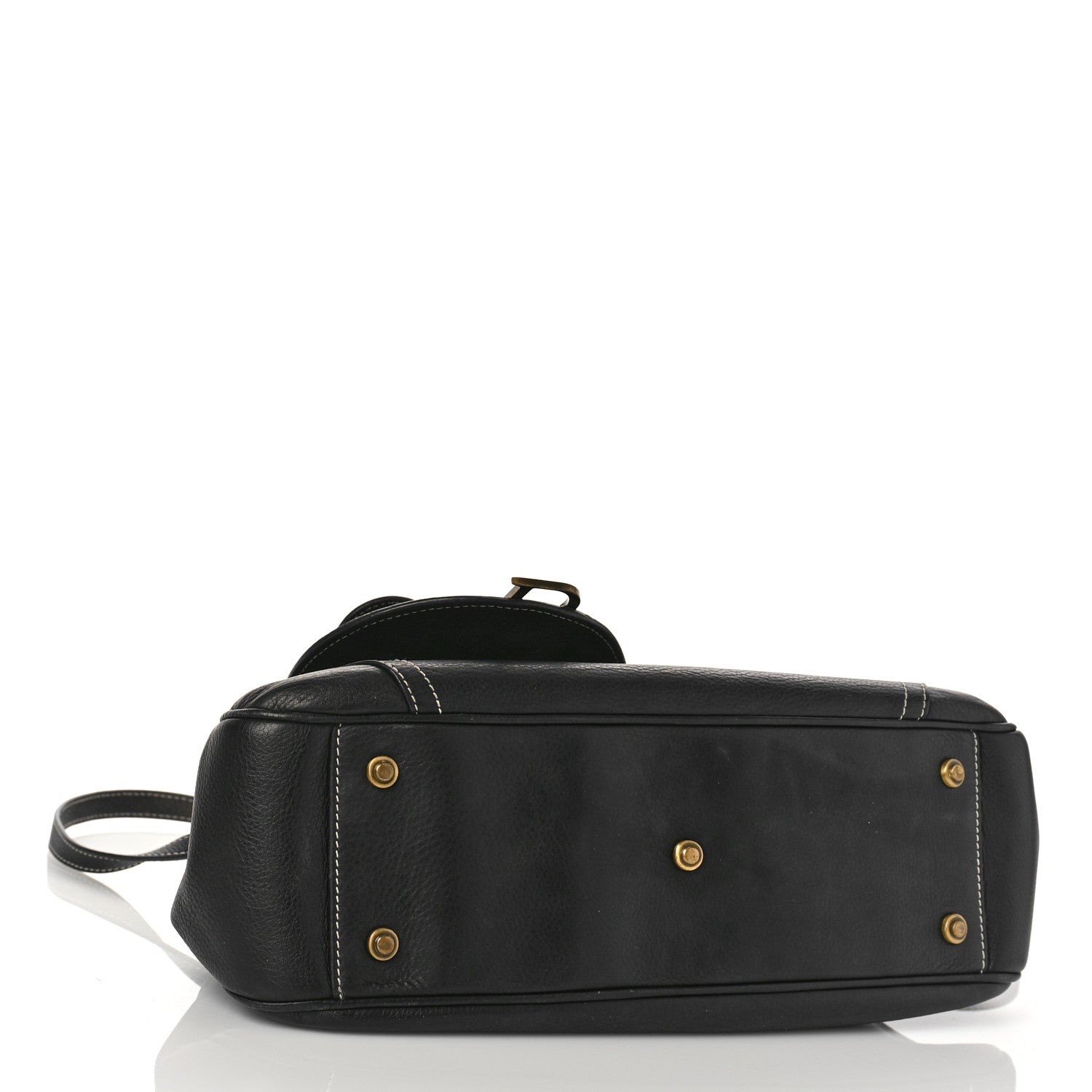 Christian Dior Calfskin Saddle Top Handle Satchel Black 4 of 10