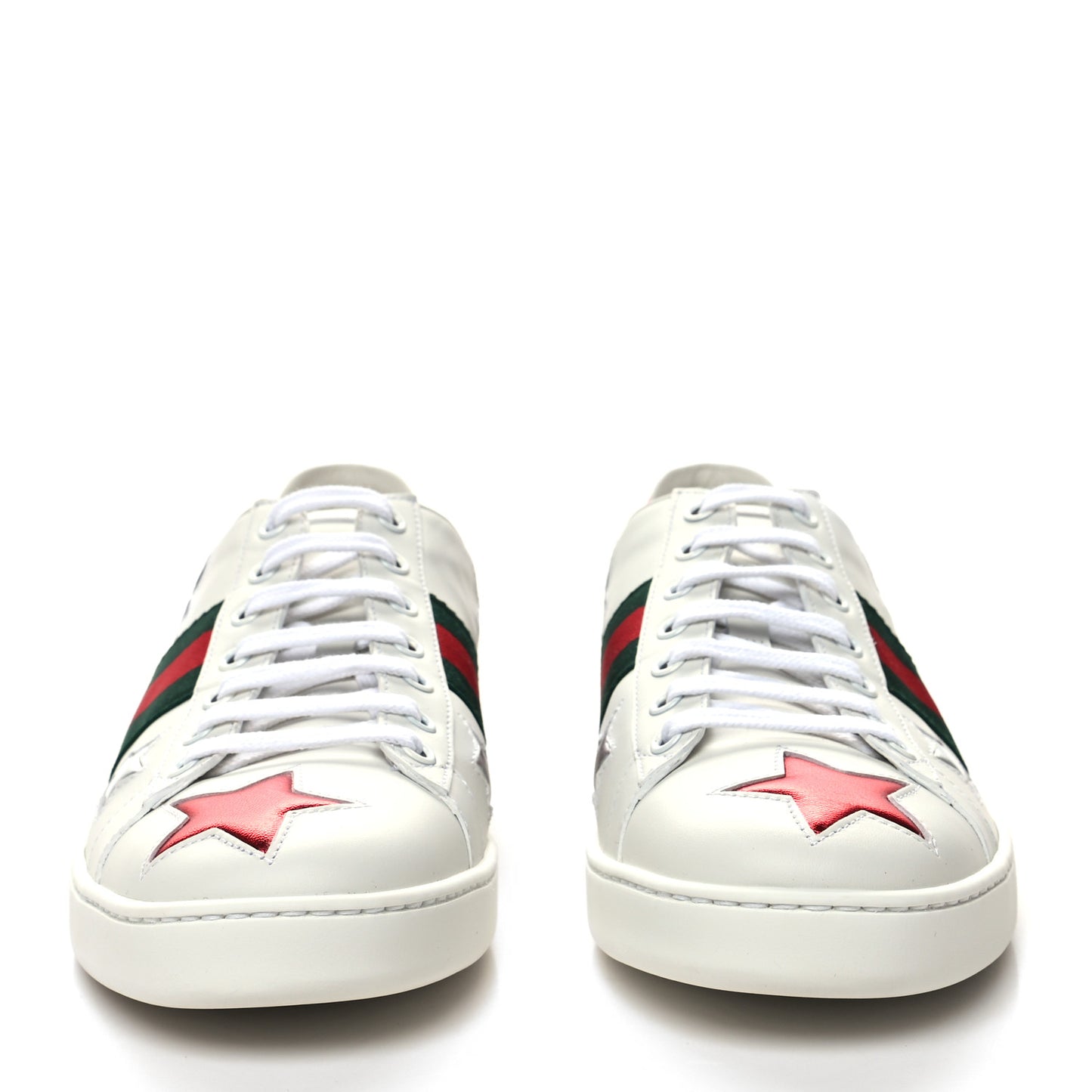 Calfskin Ayers Web Star Embroidered Womens Ace Sneakers 40 White Multi