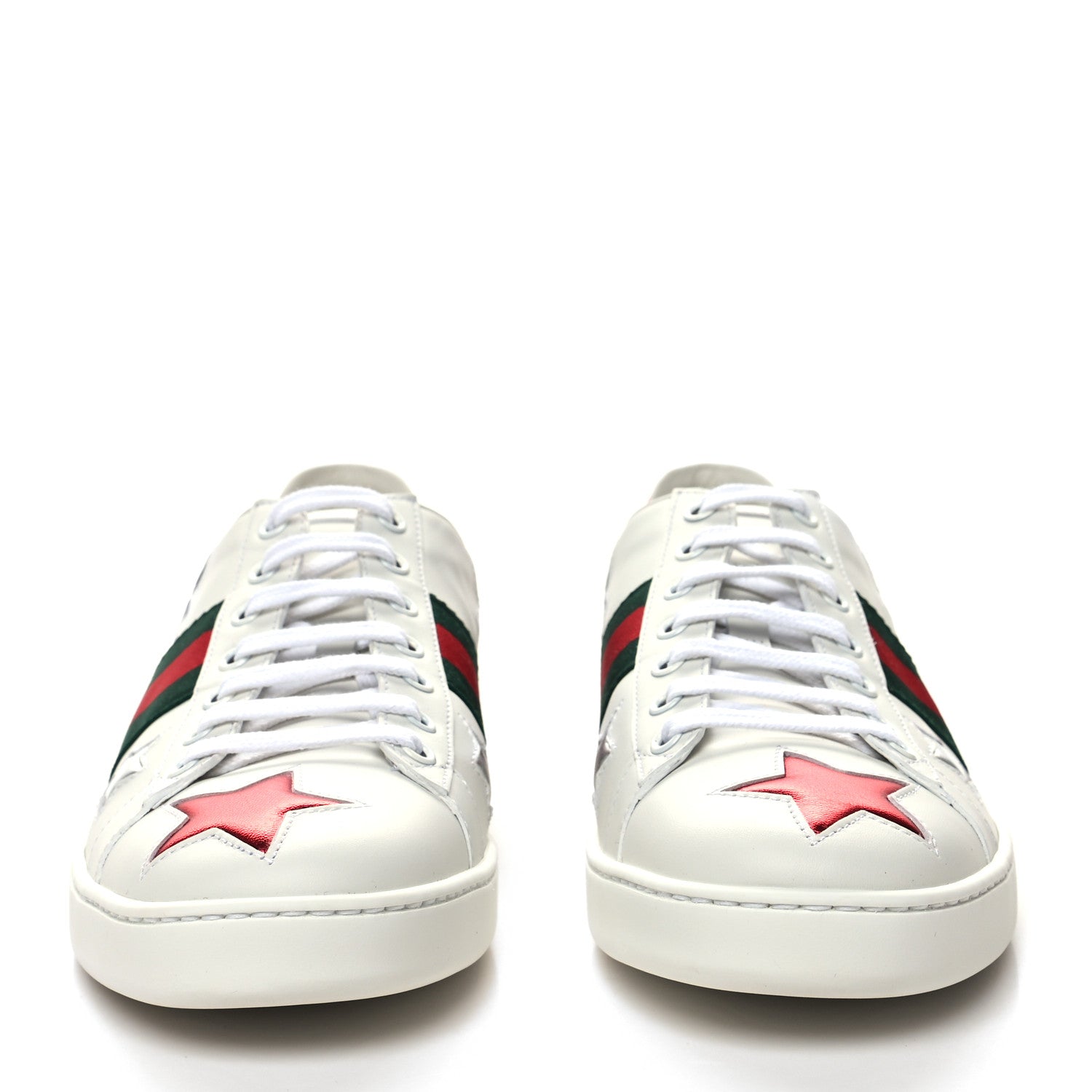 Gucci Calfskin Ayers Web Star Embroidered Womens Ace Sneakers 40 White Multi 2 of 8