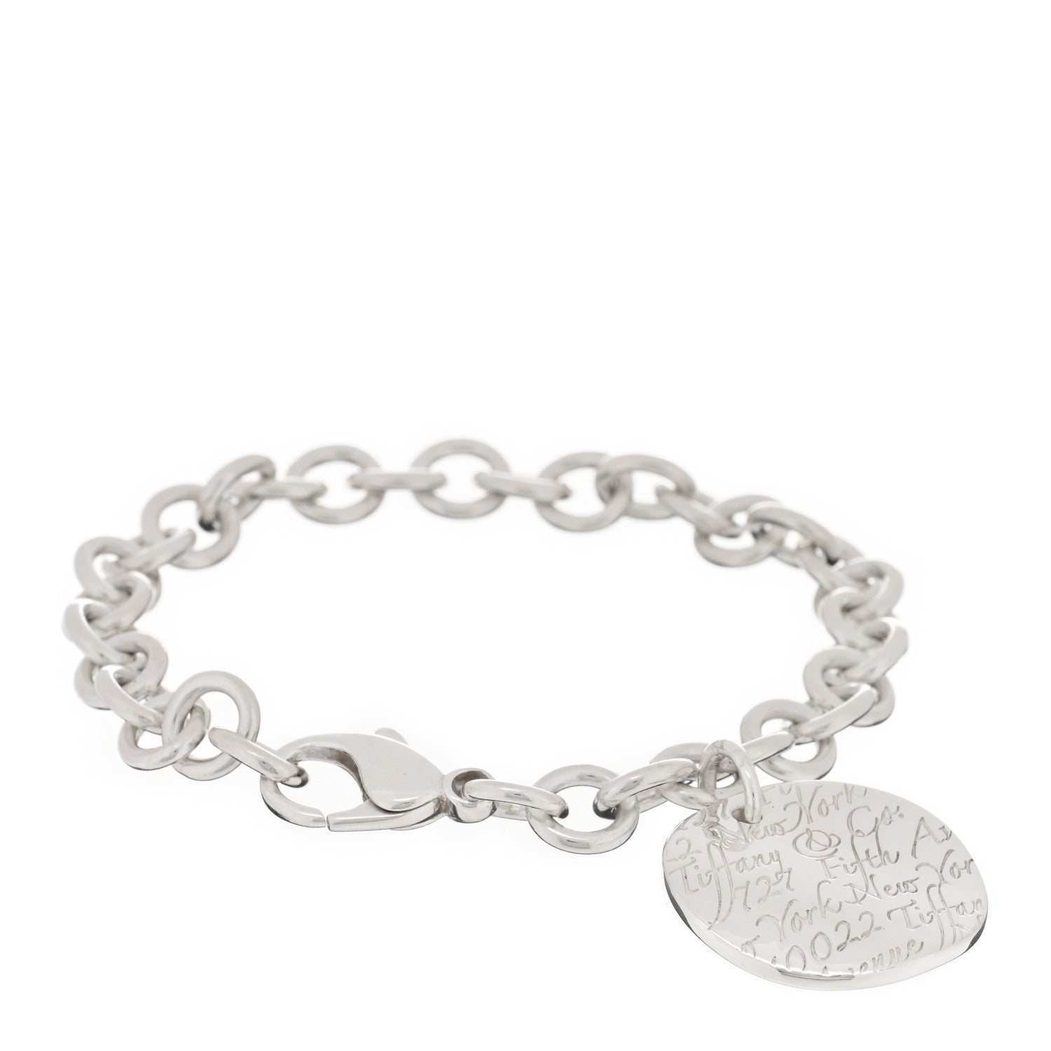 Tiffany Sterling Silver Notes Round Tag Charm Bracelet 1 of 3