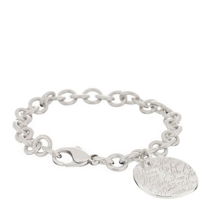 Tiffany Sterling Silver Notes Round Tag Charm Bracelet 1 of 3