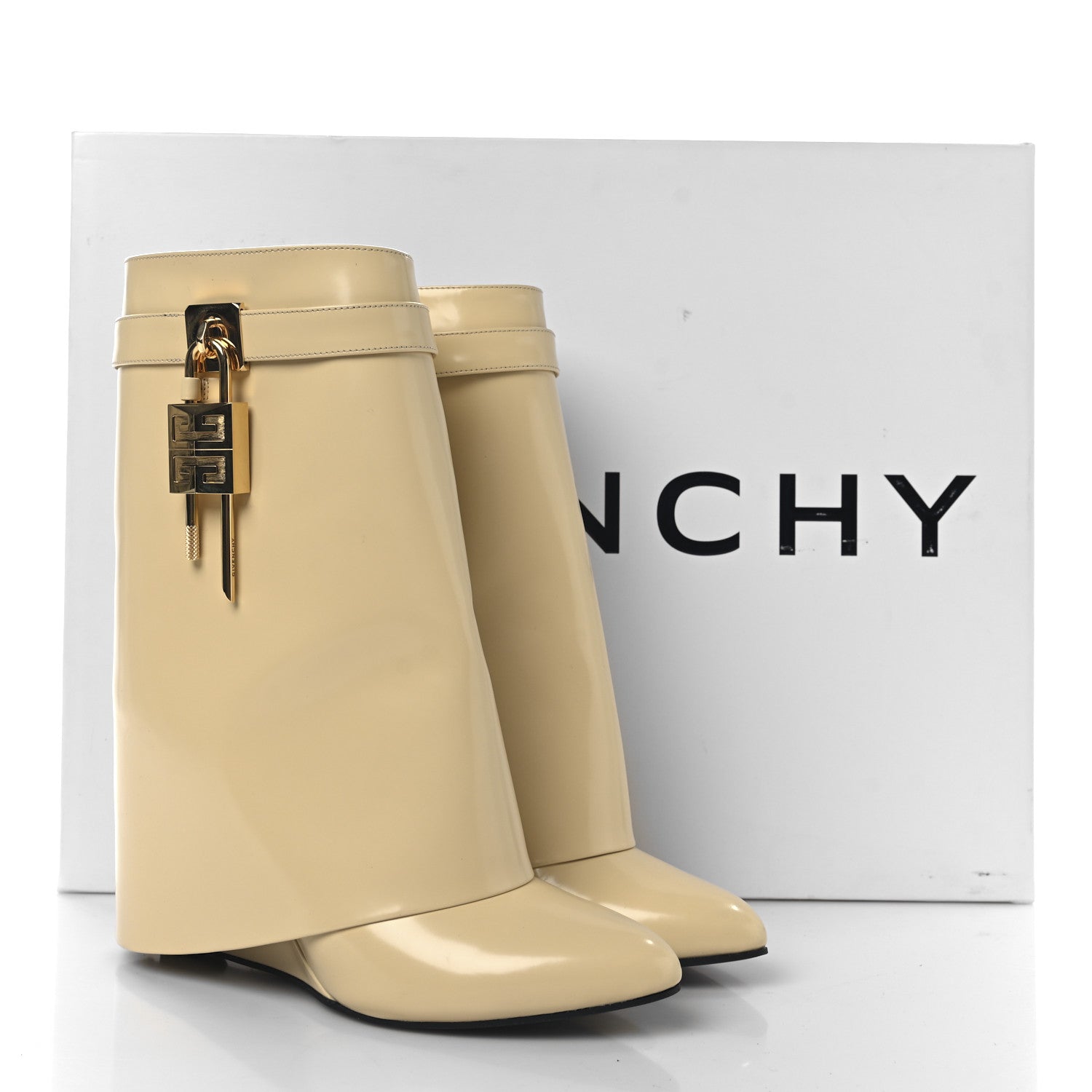 Givenchy Brushed Calfskin Shark Lock Ankle Boots 40.5 Blond 8 of 8