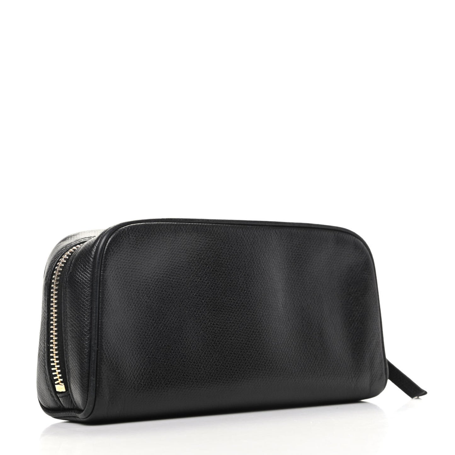 Grained Calfskin CC Button Medium Pouch Cosmetic Case Black