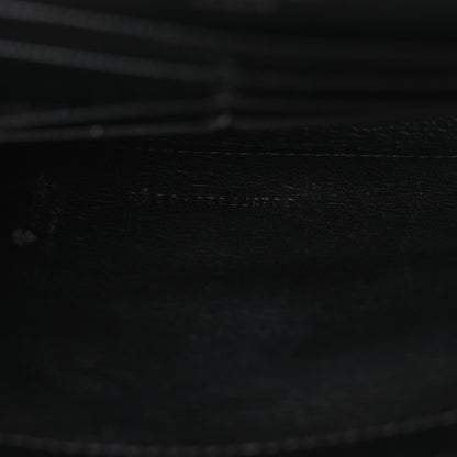 Saint Laurent Grain De Poudre Matelasse Chevron Monogram Monochrome Chain Wallet Black 7 of 10