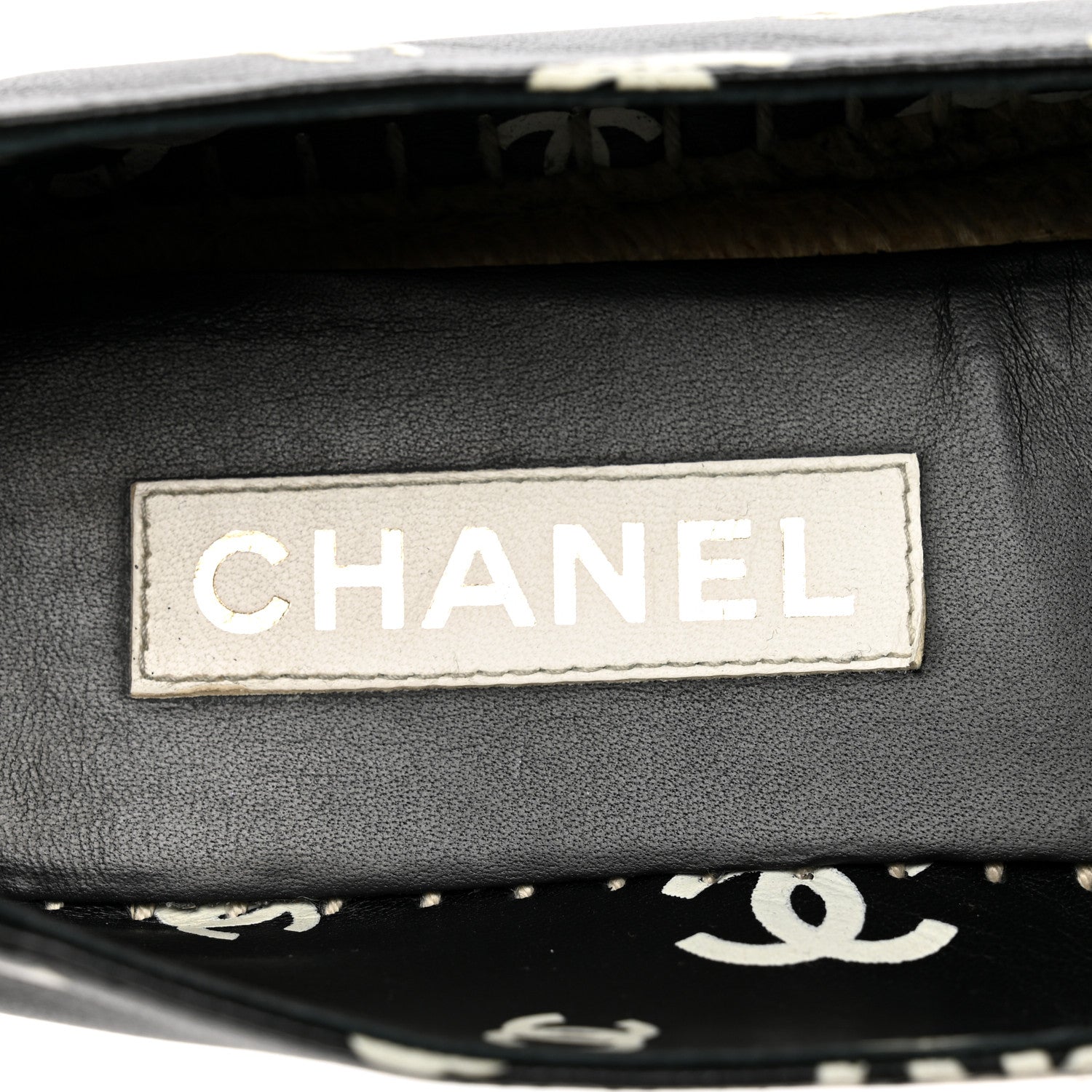 Chanel Lambskin Printed CC Espadrilles 41 Black White 8 of 9