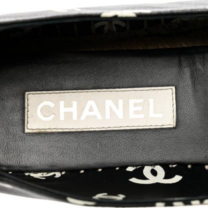 Chanel Lambskin Printed CC Espadrilles 41 Black White 8 of 9