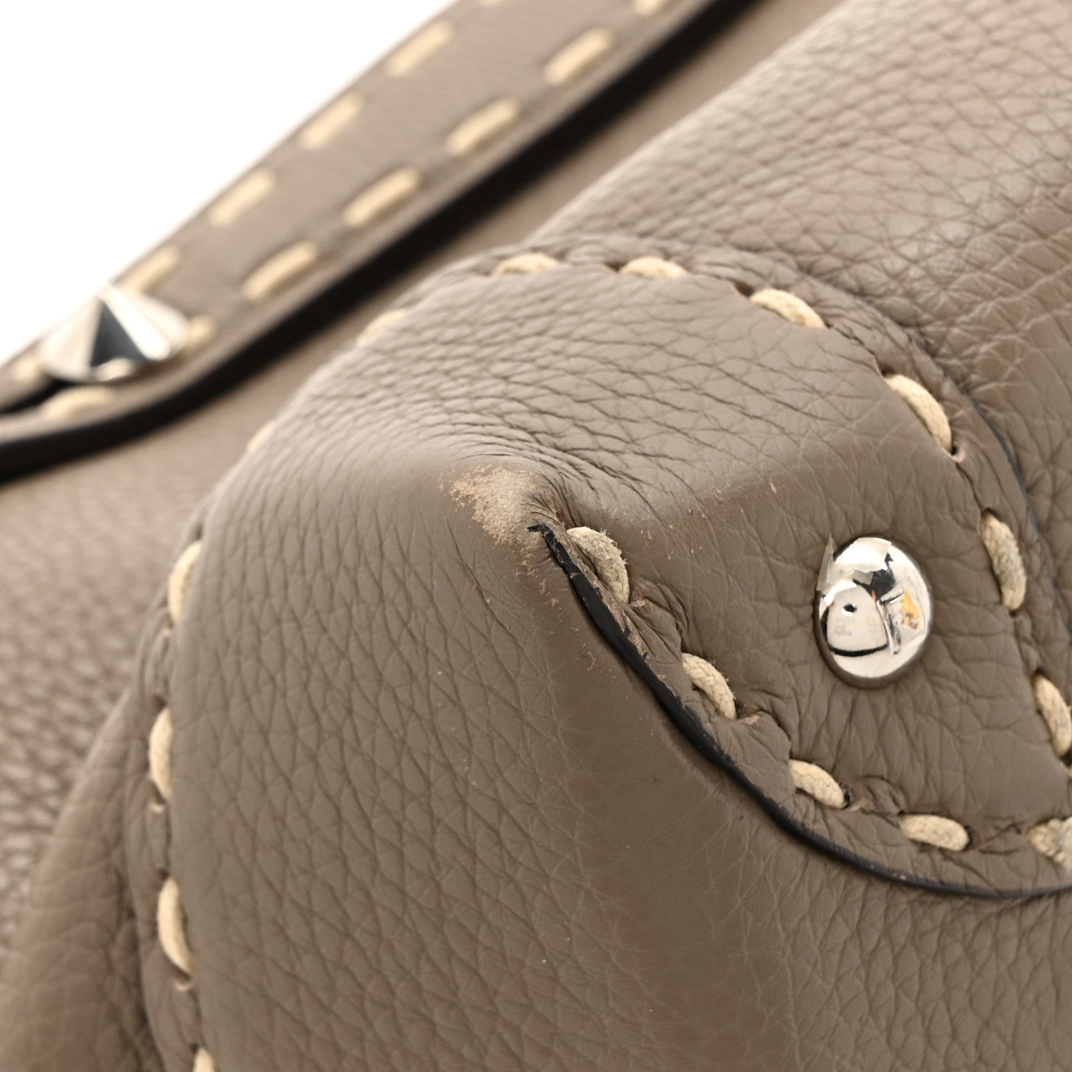 Fendi Vitello Stampa Granata Macro Stitchings Medium By The Way Boston Bag Tartufo 13 of 15