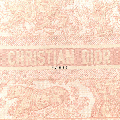 Christian Dior Canvas Toile De Jouy Embroidered Medium Book Tote Pink 7 of 14