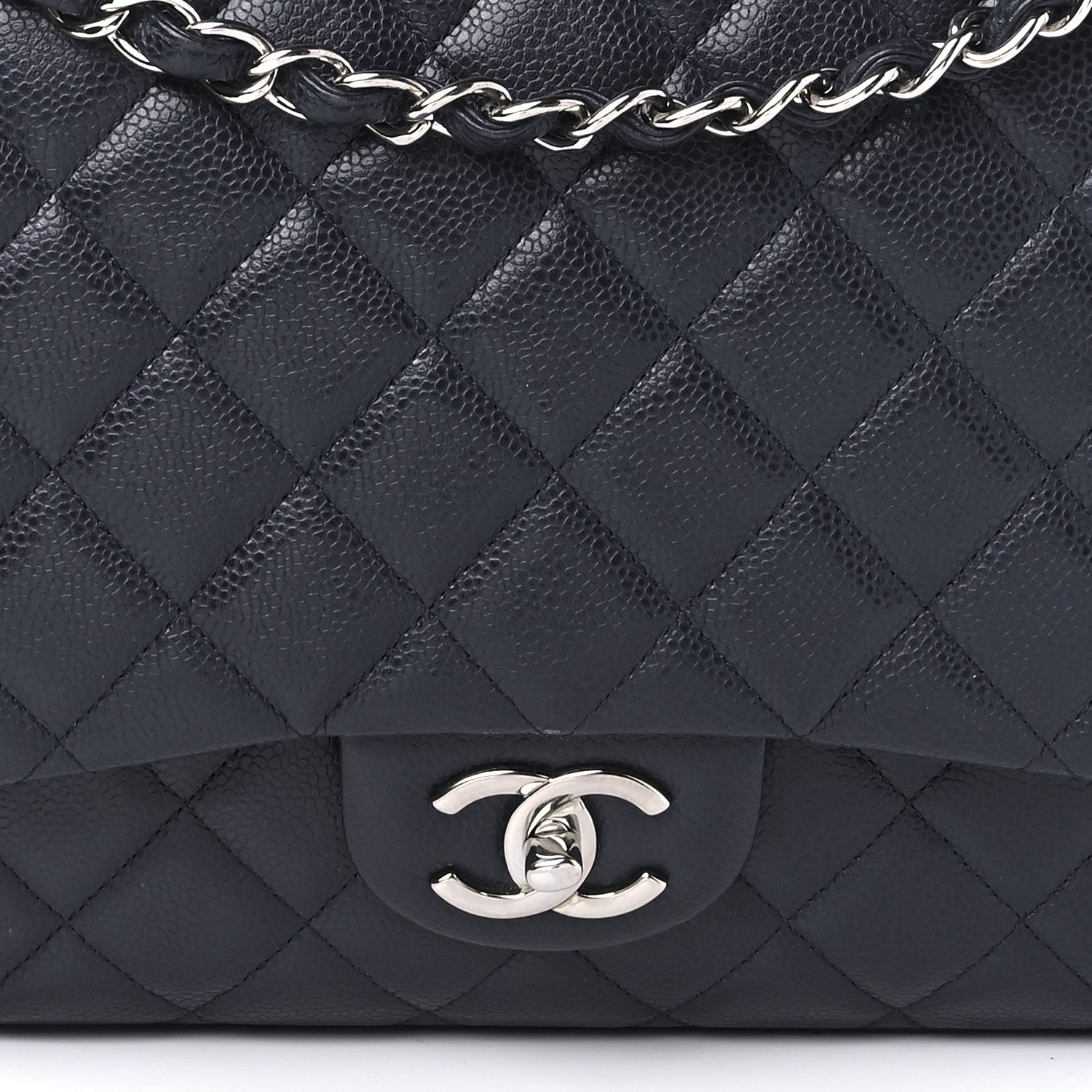 Chanel Caviar Quilted Maxi Double Flap Navy Blue 8 of 9