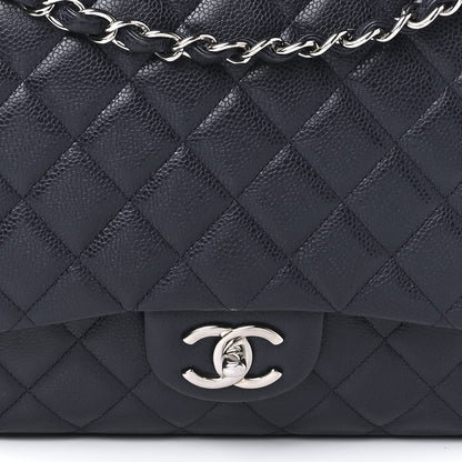 Chanel Caviar Quilted Maxi Double Flap Navy Blue 8 of 9