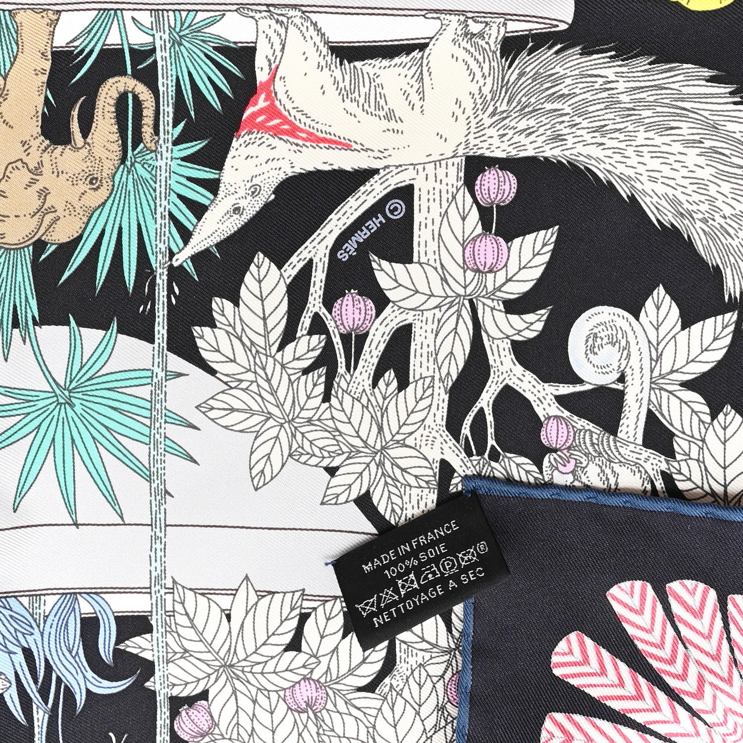 Hermes Silk Twill Precious Paradise Scarf 45 Black Gris