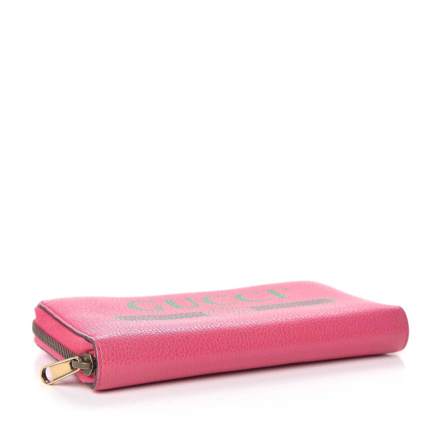 Gucci Grained Calfskin Logo Zip Around Wallet Box Pink Green 4 of 7