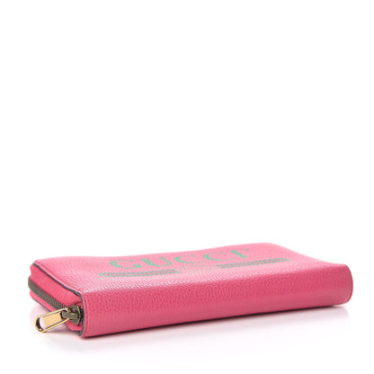 Gucci Grained Calfskin Logo Zip Around Wallet Box Pink Green 4 of 7