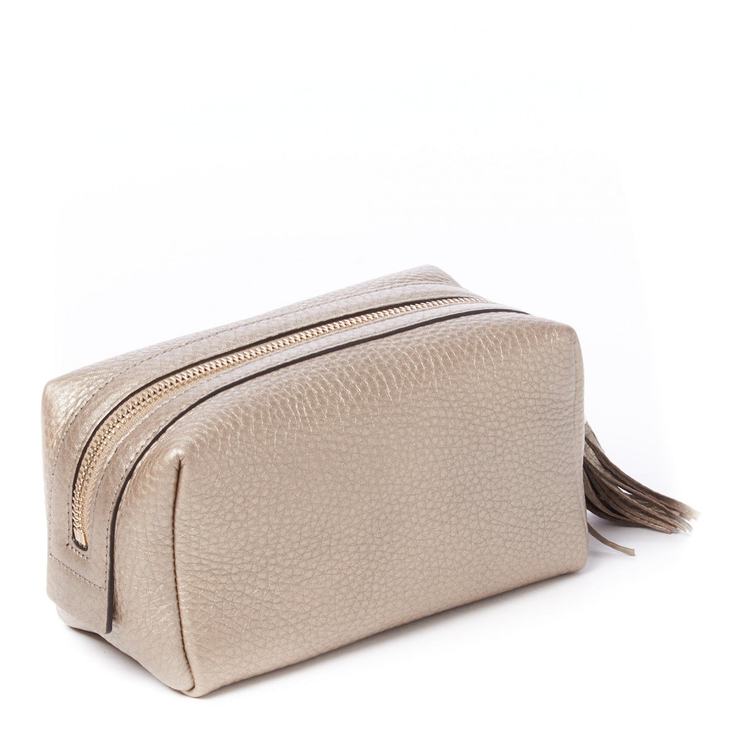 Metallic Pebbled Calfskin Medium Soho Cosmetic Case Golden Beige