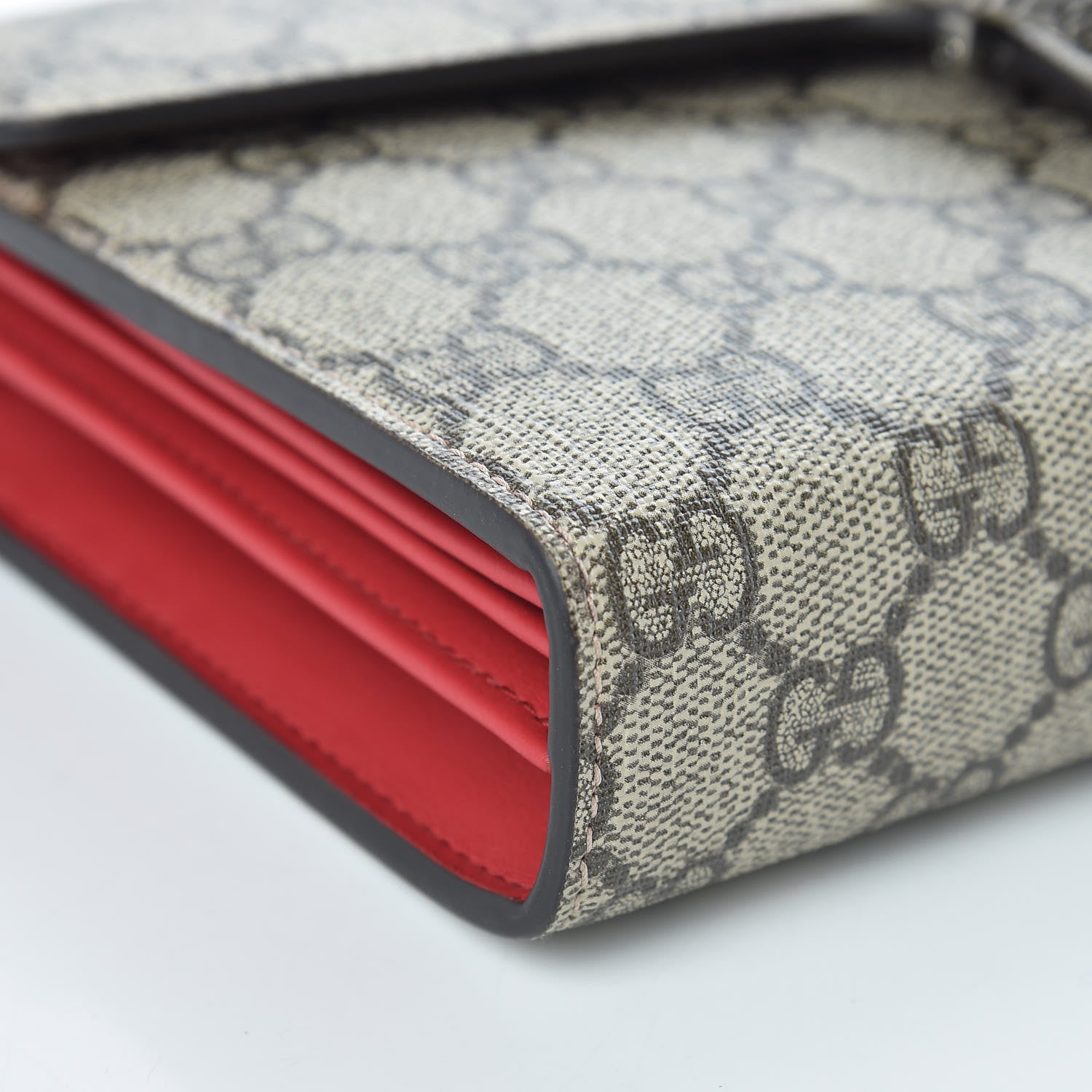 Gucci GG Supreme Monogram Mini Dionysus Chain Wallet Beige Vulcanic Red 9 of 10