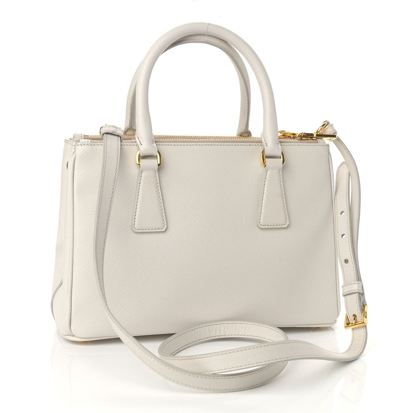 Saffiano Lux Mini Double Zip Galleria Tote Talco