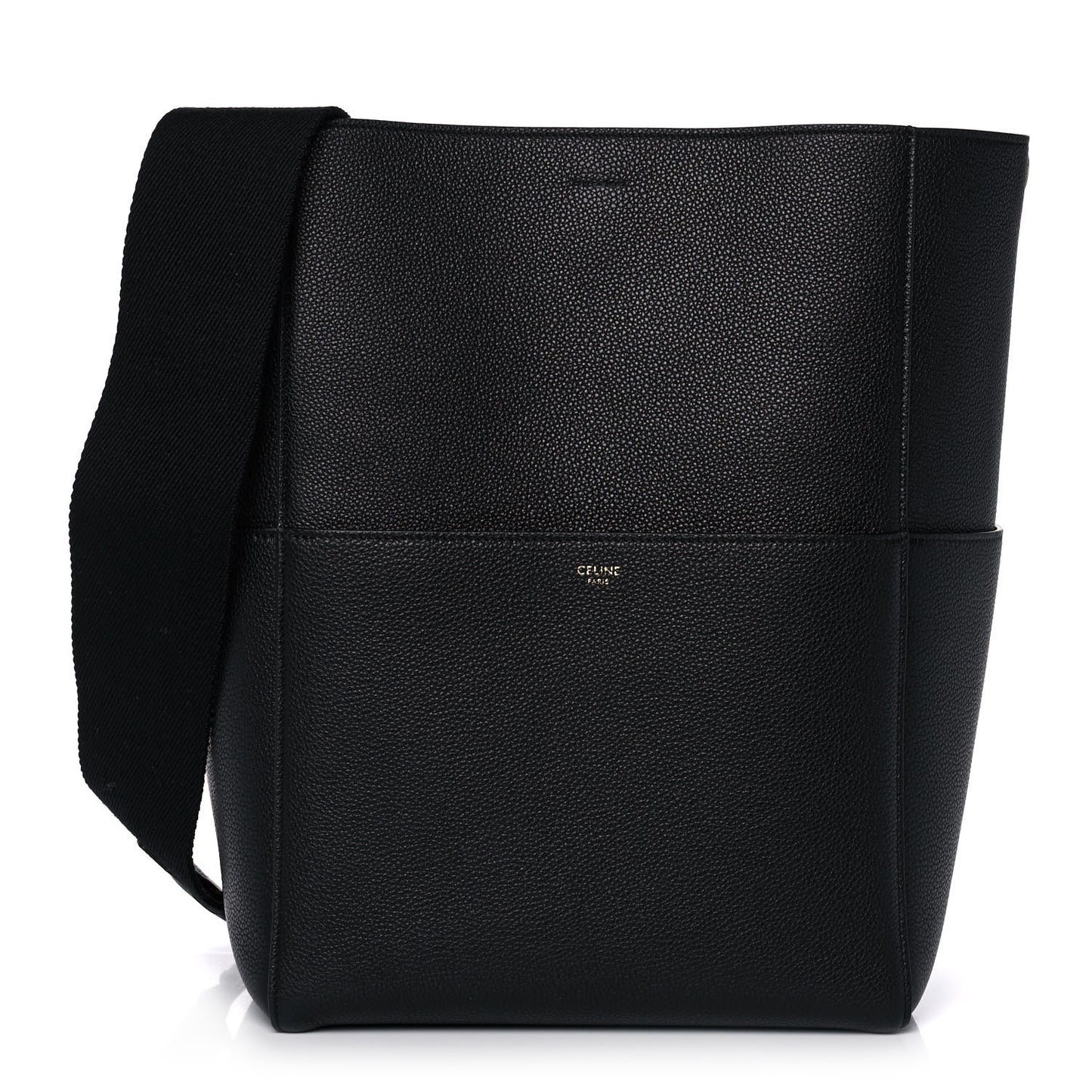 Soft Grained Calfskin Sangle Bucket Bag Black