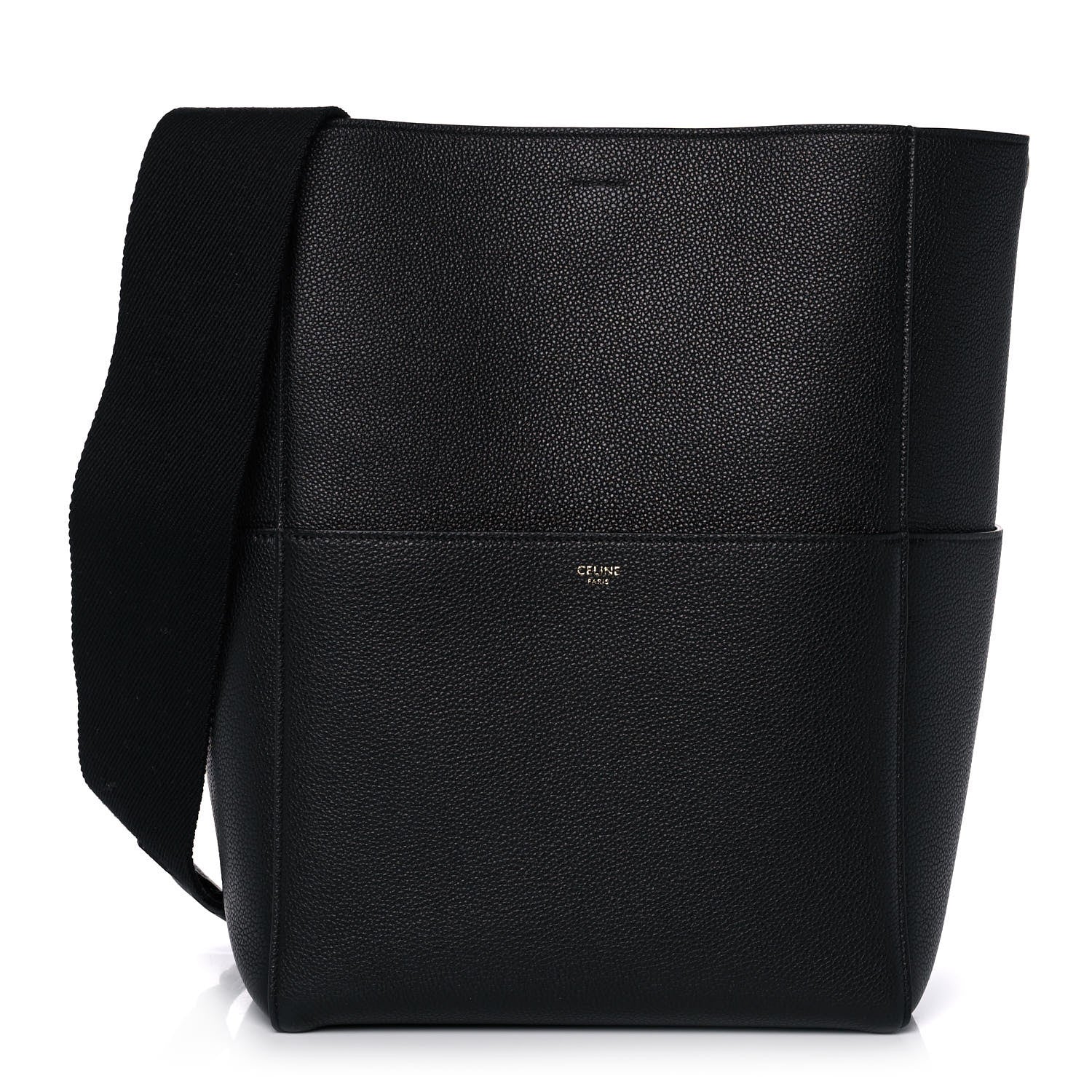 Celine Soft Grained Calfskin Sangle Bucket Bag Black 1 of 11