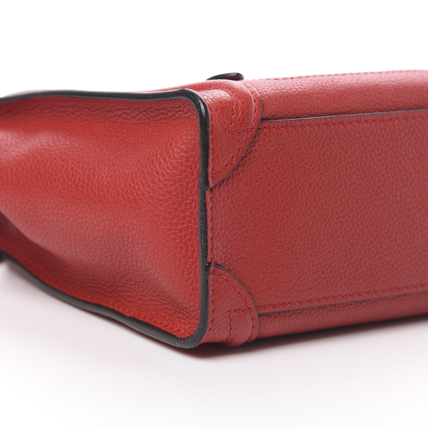Celine Drummed Calfskin Nano Luggage Coquelicot 10 of 11