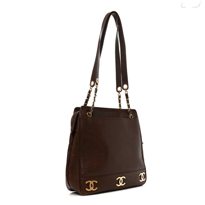 Chanel Caviar Triple CC Shoulder Bag  Dark Brown 2 of 9