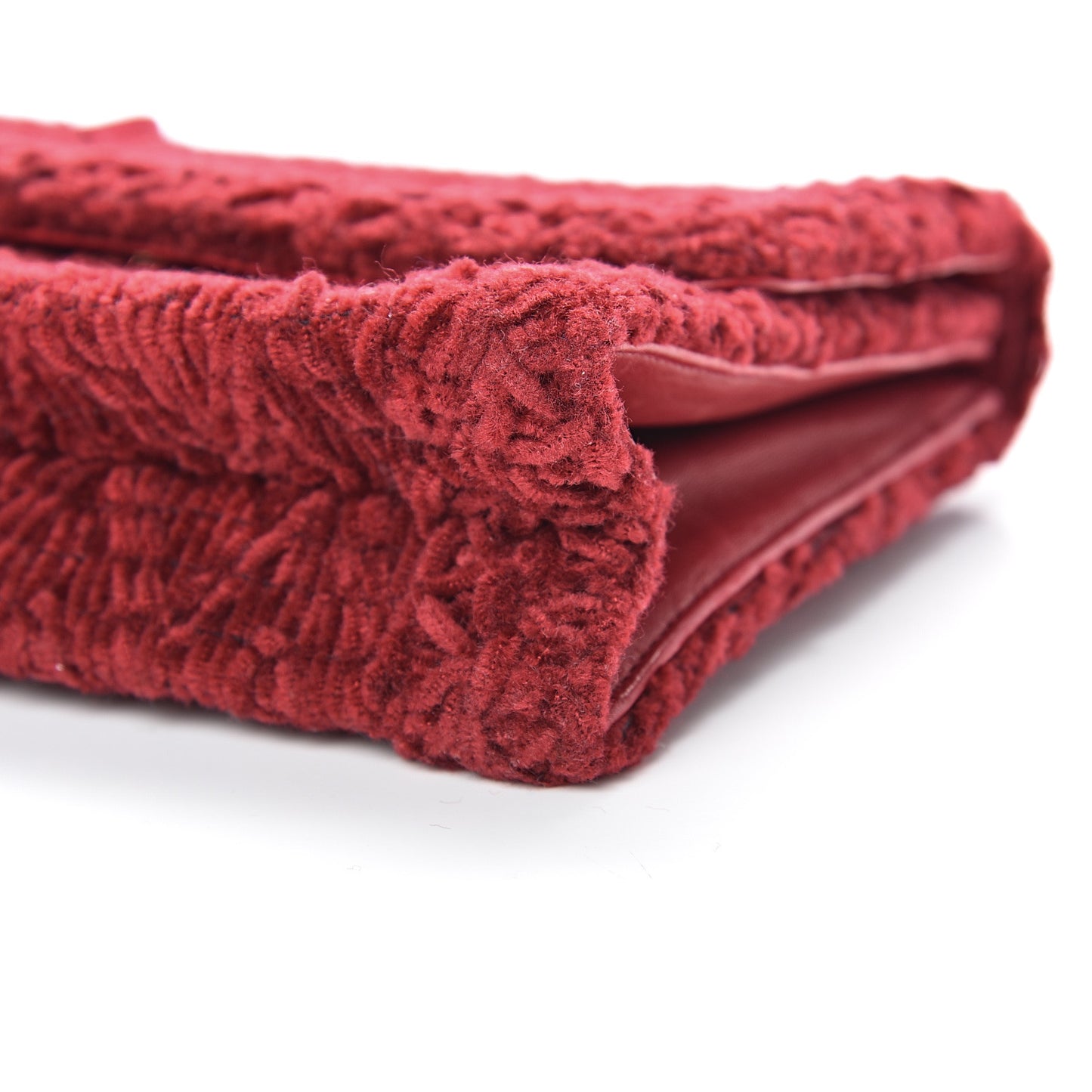 Velvet Quilted Tassel Small Single Flap Dark Red