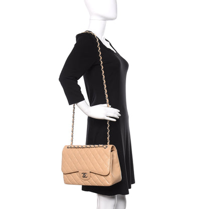 Chanel Caviar Quilted Jumbo Double Flap Beige Clair 3 of 21
