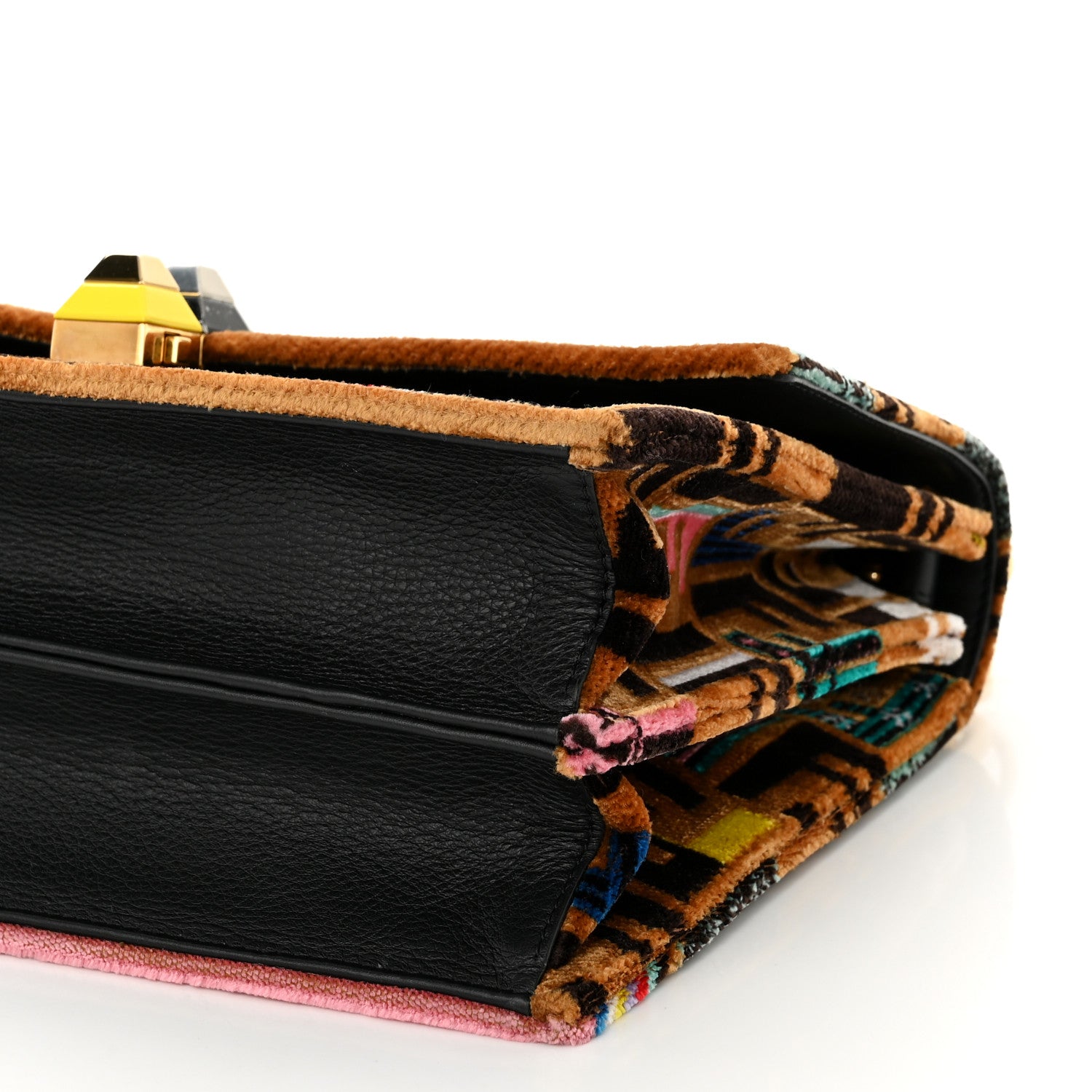 Fendi Velvet Vitello Dolce Fun Fair Kan I Shoulder Bag Tobacco Multicolor Black 10 of 10