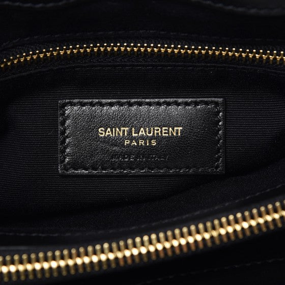 Calfskin Y Quilted Monogram Medium Loulou Chain Satchel Black
